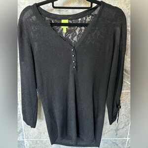 ADAM JACOBS Ladies Women’s Size Extra Small Black Flecked V Neck Blouse